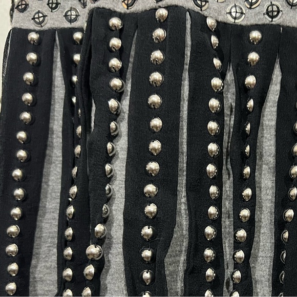 Jovani M145 Fringe Short Dress Cocktail crew neck grey and black size 14 dress - Picture 3 of 13